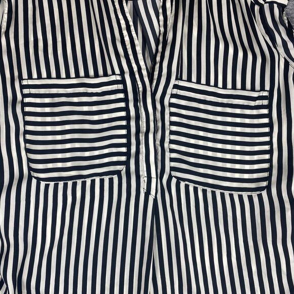 Zara Trafaluc Top Women Medium Black White Stripe Satin - Picture 3 of 11